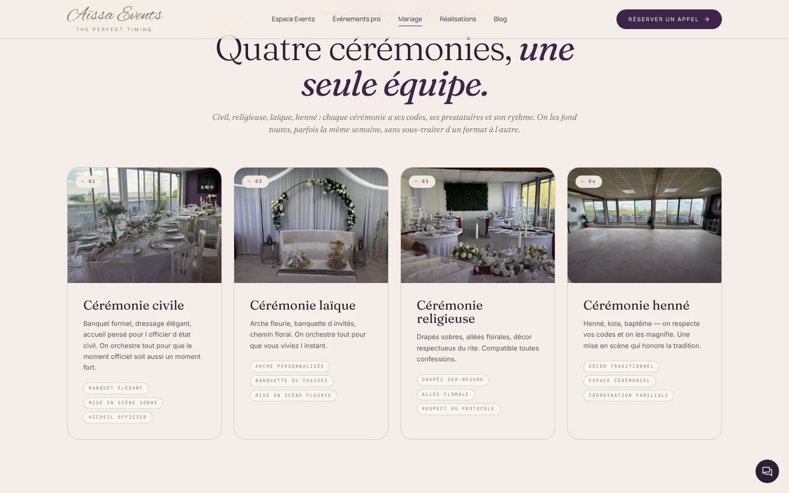 Quatre cérémonies, une seule équipe