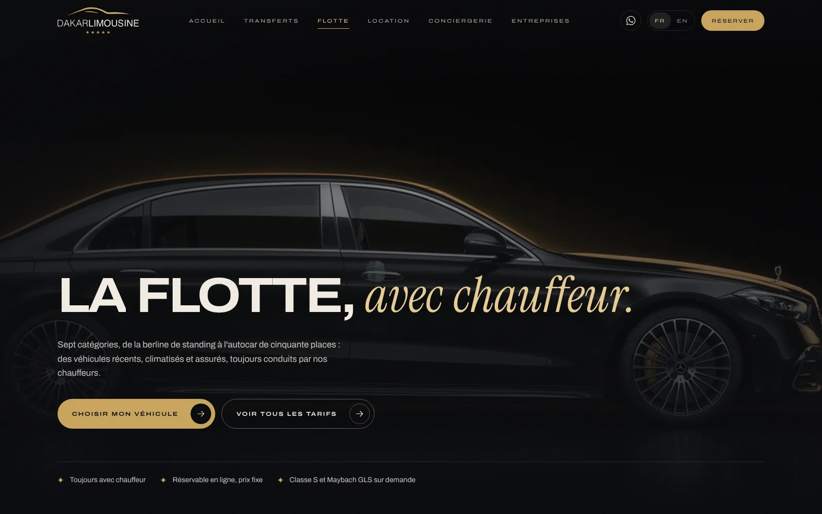Page flotte : La flotte, avec chauffeur