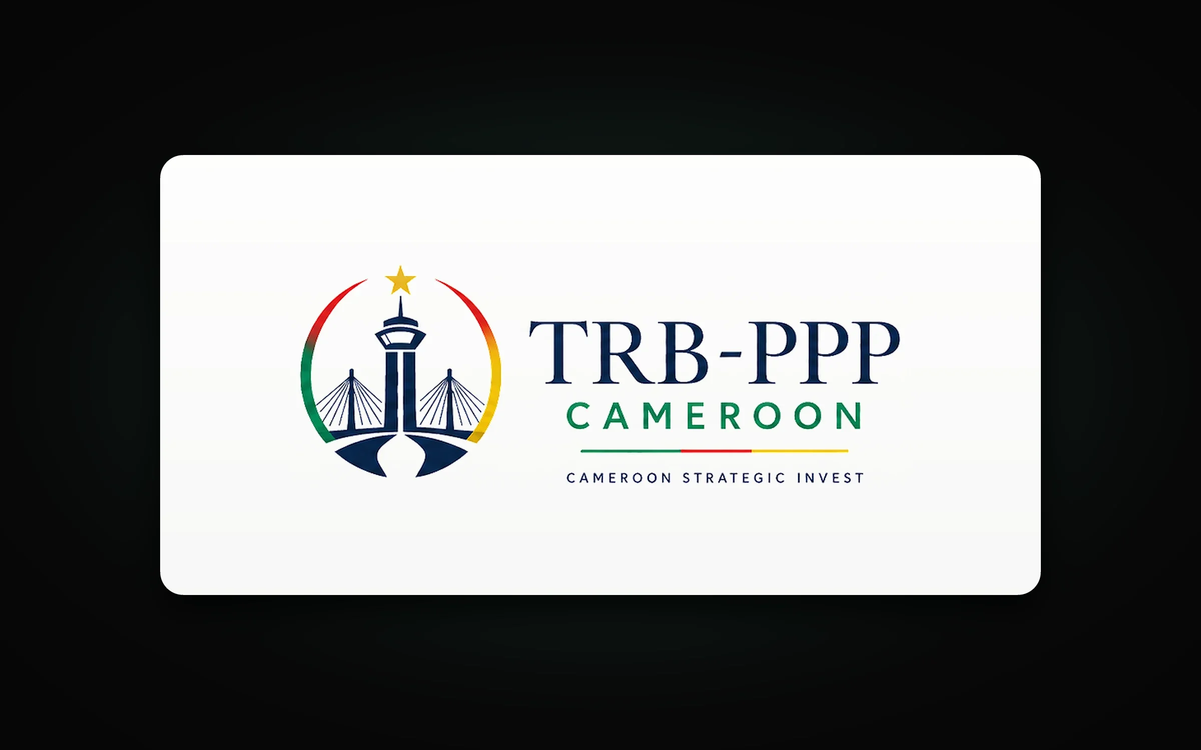 Logo TRB-PPP Cameroon : médaillon aux couleurs nationales, édifice et pont haubané