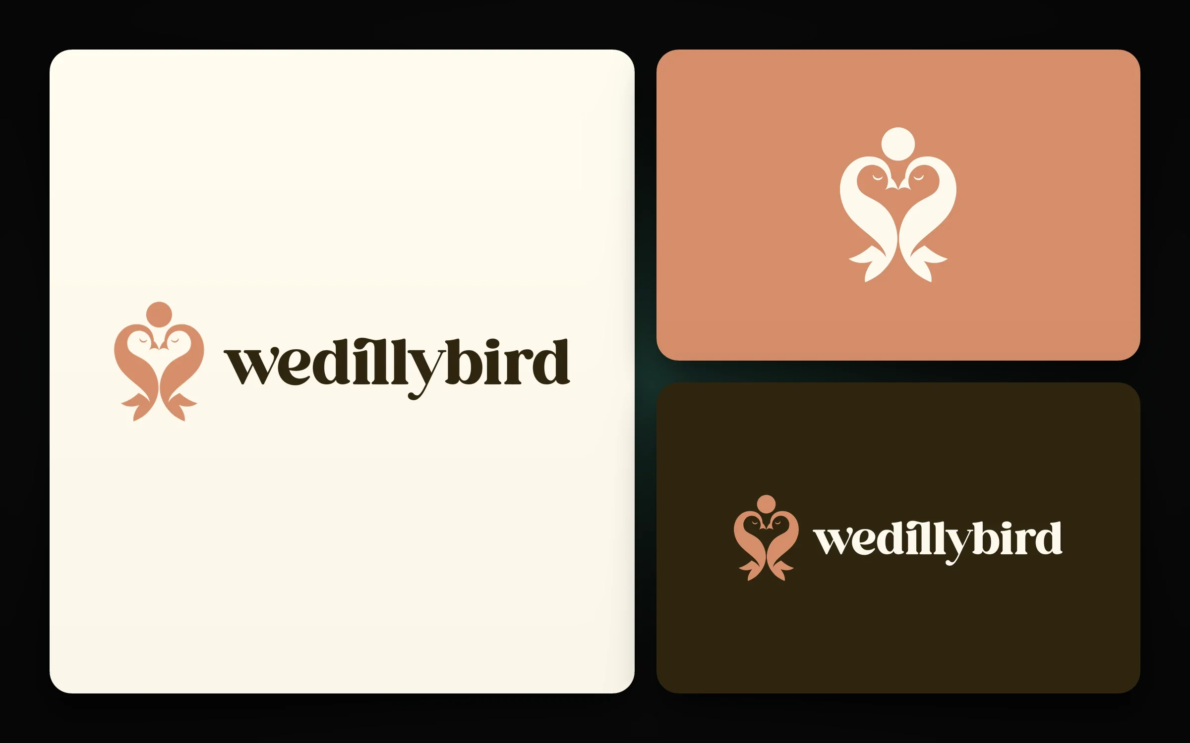 Logo Wedillybird : deux oiseaux formant un cœur, logotype en minuscules